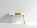 Scrivania - legno-MDF - 126x48x77 cm - bianco-rovere chiaro - stile nordico moderno