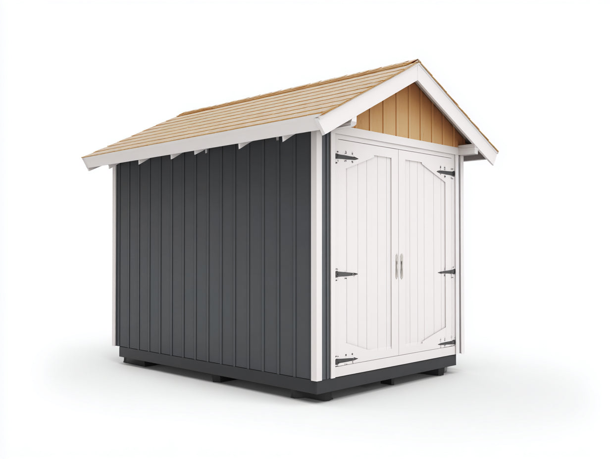 Casetta da giardino-Legno-204x158x226 cm-Antracite-Bianco-Naturale-Contemporaneo