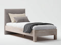 Letto singolo-Legno-Tessuto-213x107x122 cm-Rovere chiaro-Grigio tortora-Stile elegante