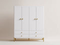 Armadio - pannello-metallo - 168x56x194 cm - bianco-oro - stile moderno