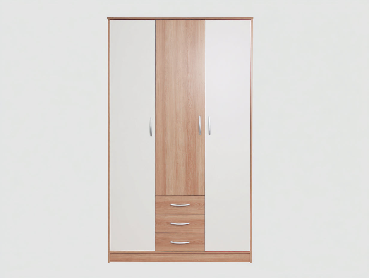 Armadio - legno - 154x59x218 cm - colore naturale-bianco - stile moderno