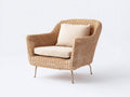 Poltrona da giardino - Rattan-tessuto - 82x78x83 cm - Naturale-Beige - Retrò leggero