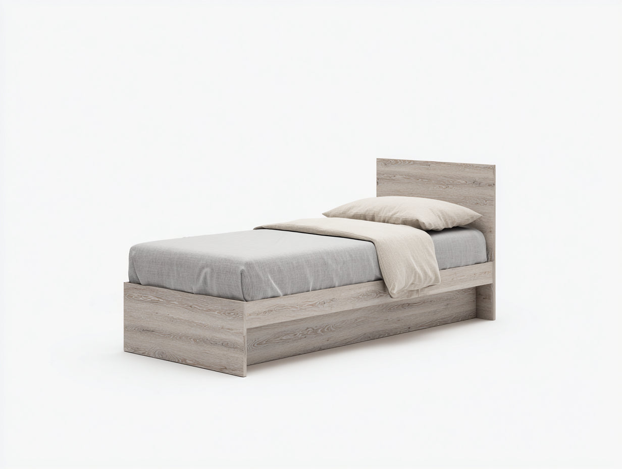 Letto singolo-Legno-203x98x92 cm-Rovere chiaro-Stile contemporaneo