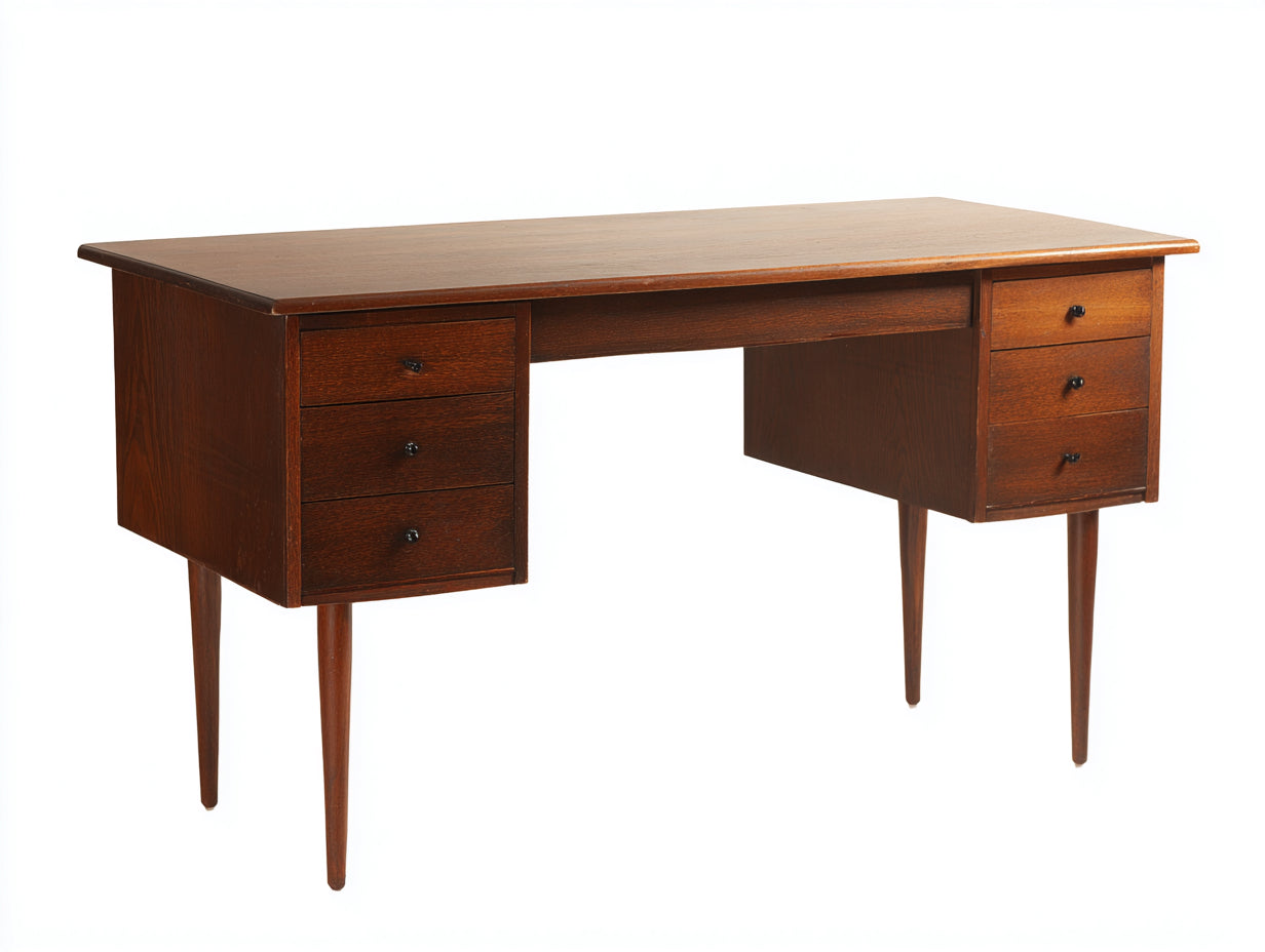 Scrivania - legno massello-MDF - 172x68x79 cm - marrone scuro - stile vintage professionale