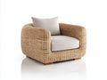 Poltrona da giardino - Rattan-legno-tessuto - 84x77x71 cm - Naturale-Crema - Rustico moderno