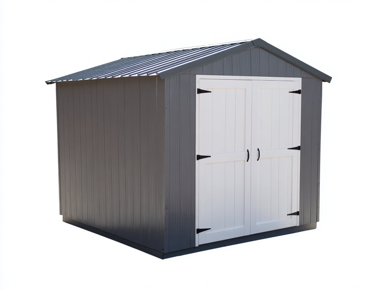 Casetta da giardino-Resina-243x183x210 cm-Grigio-Bianco-Contemporaneo