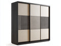 Armadio - Legno-pannello - 180x60x220 cm - Nero-Beige-Grigio - Moderno scorrevole