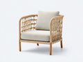 Poltrona da giardino - Rattan-tessuto - 74x76x78 cm - Naturale-Crema - Boho contemporaneo