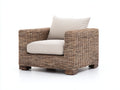 Poltrona da giardino - Rattan-tessuto - 88x80x70 cm - Marrone naturale-Beige - Rustico moderno