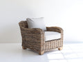Poltrona da giardino - rattan - 85x83x88 cm - Naturale-Grigio chiaro - stile intrecciato