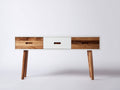 Scrivania - legno-MDF - 152x57x79 cm - bianco-marrone chiaro - stile contemporaneo naturale